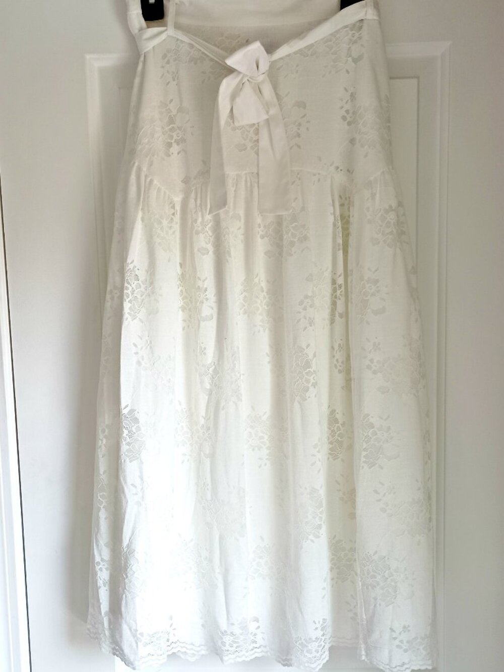 NEW! BOHO ROMANCE WHITE LACE & COTTON SKIRT